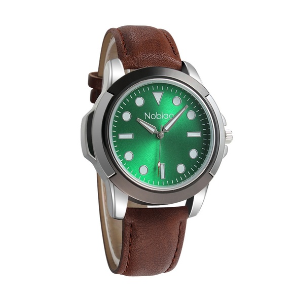 noblag sports men's watch green dial brown